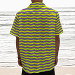 Mardi Gras Fat Tuesday Zigzag Print Textured Short Sleeve Shirt