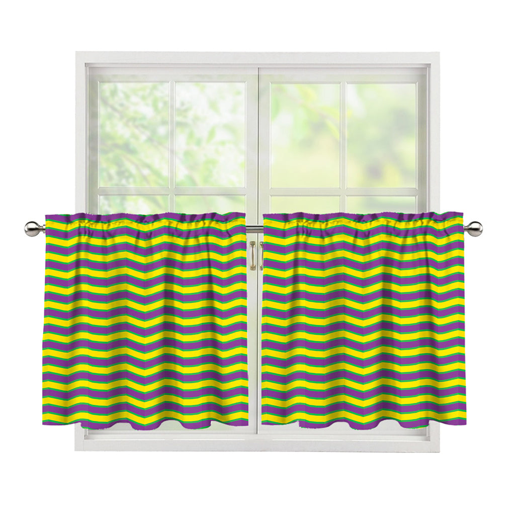 Mardi Gras Fat Tuesday Zigzag Print Tier Curtains