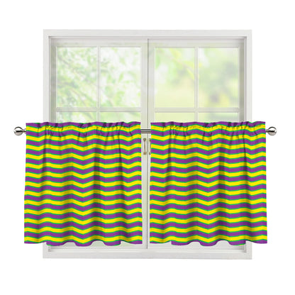 Mardi Gras Fat Tuesday Zigzag Print Tier Curtains