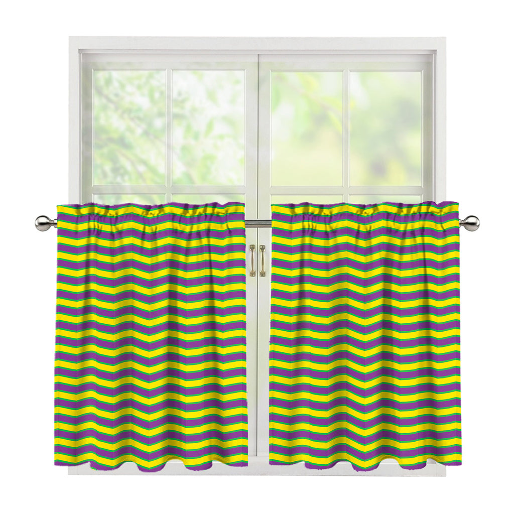 Mardi Gras Fat Tuesday Zigzag Print Tier Curtains
