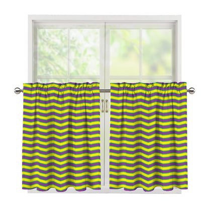 Mardi Gras Fat Tuesday Zigzag Print Tier Curtains