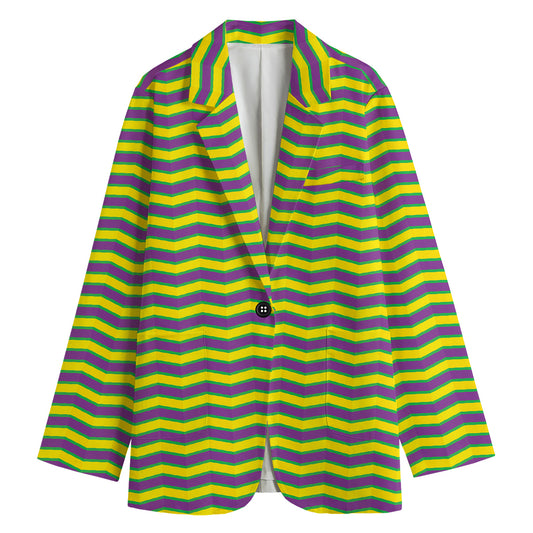 Mardi Gras Fat Tuesday Zigzag Print Women's Blazer