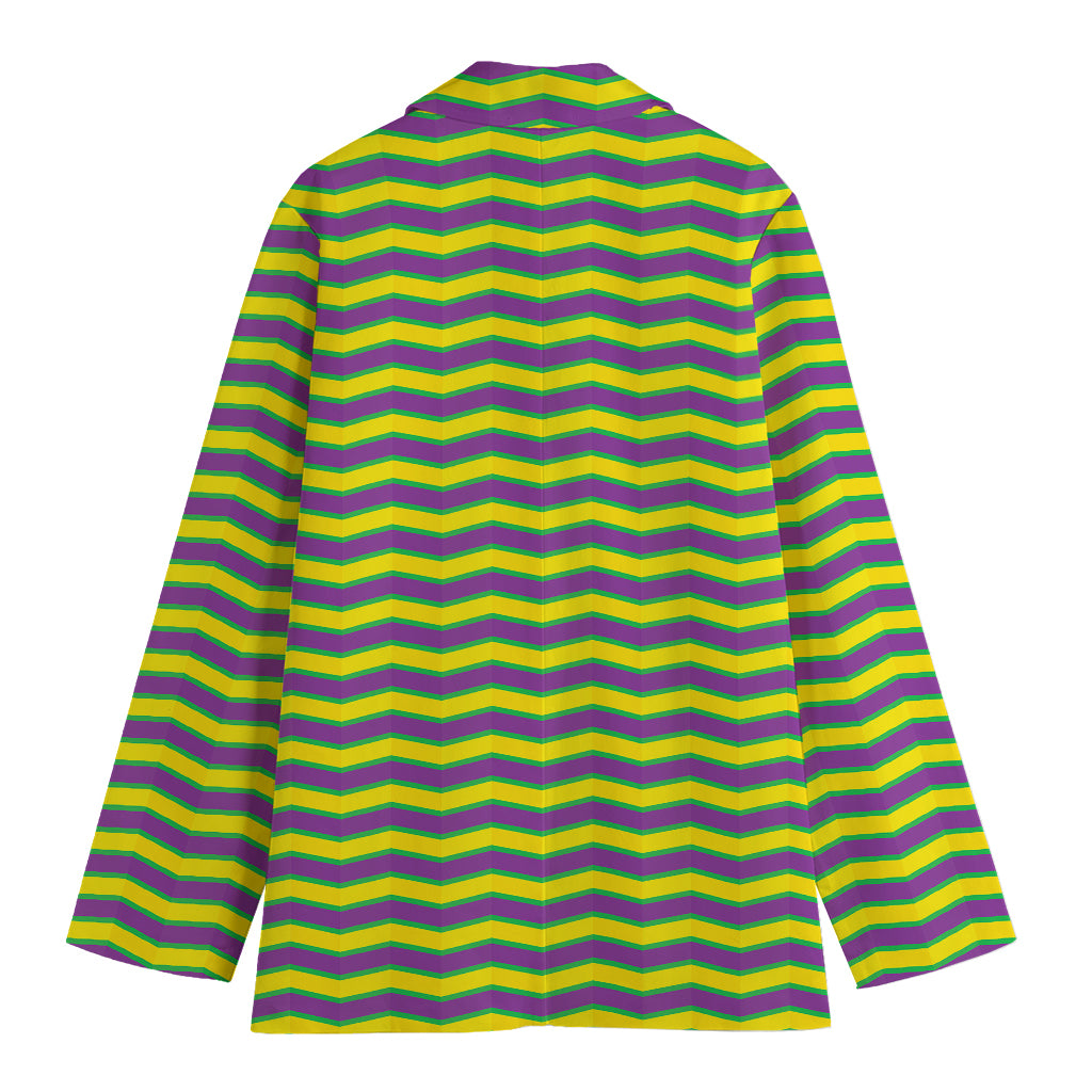 Mardi Gras Fat Tuesday Zigzag Print Women's Cotton Blazer