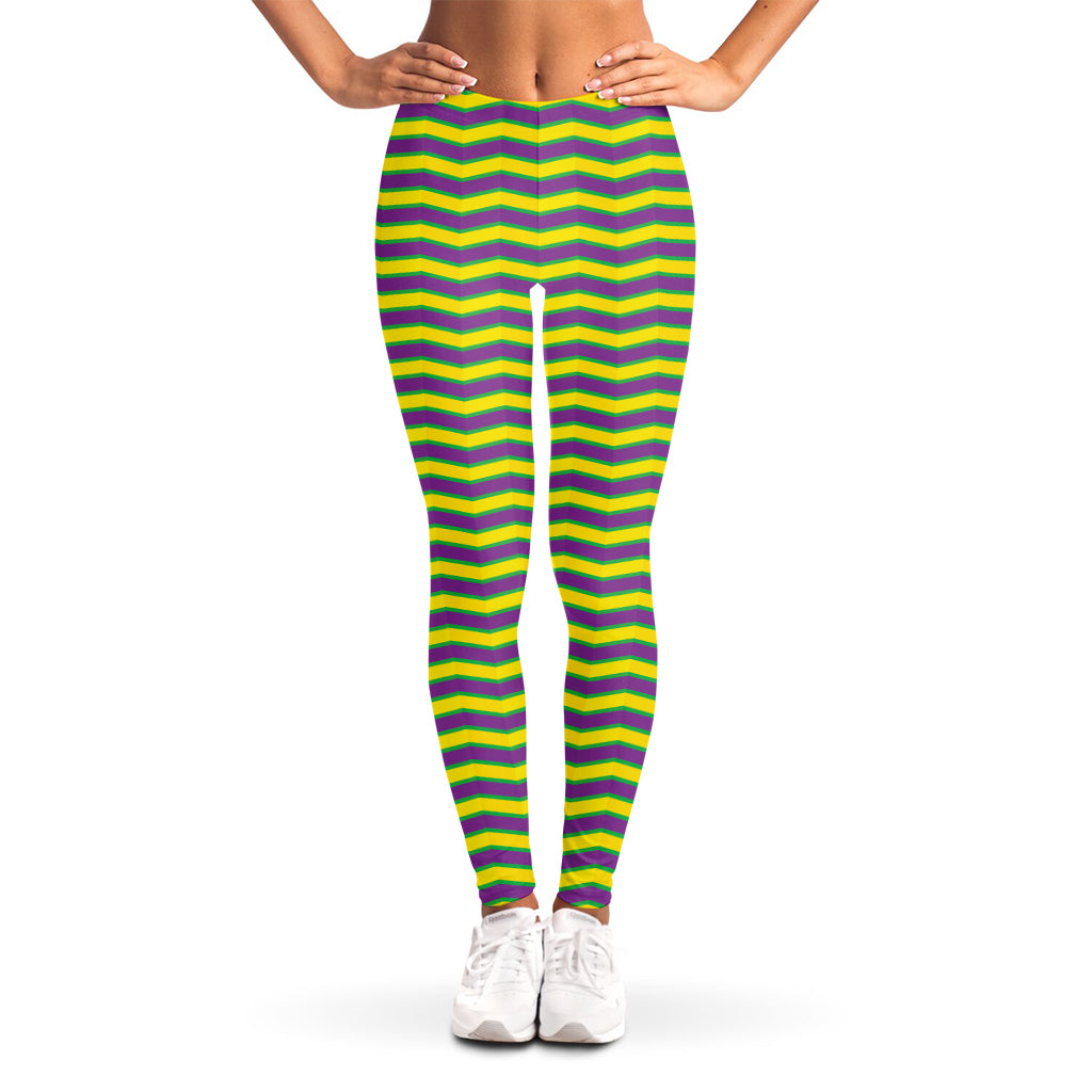 Mardi Gras Fat Tuesday Zigzag Print Women's Leggings