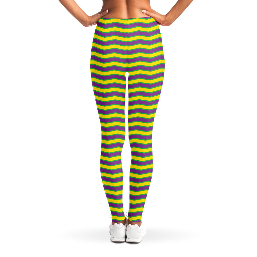 Mardi Gras Fat Tuesday Zigzag Print Women's Leggings