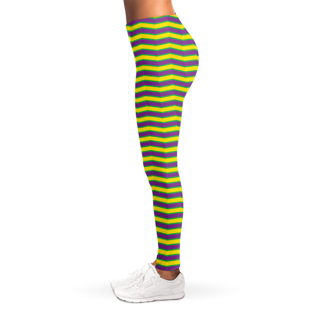 Mardi Gras Fat Tuesday Zigzag Print Women's Leggings