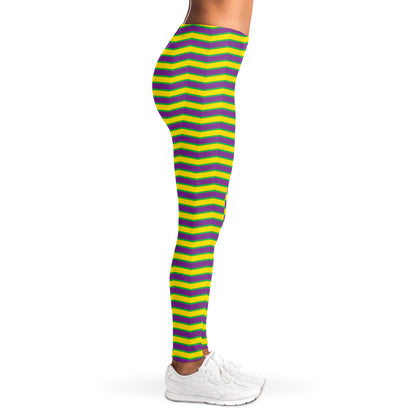 Mardi Gras Fat Tuesday Zigzag Print Women's Leggings