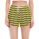 Mardi Gras Fat Tuesday Zigzag Print Women's Split Running Shorts