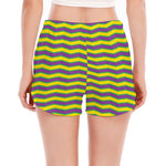 Mardi Gras Fat Tuesday Zigzag Print Women's Split Running Shorts