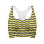 Mardi Gras Fat Tuesday Zigzag Print Women's Sports Bra