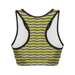 Mardi Gras Fat Tuesday Zigzag Print Women's Sports Bra