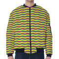 Mardi Gras Fat Tuesday Zigzag Print Zip Sleeve Bomber Jacket