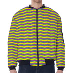 Mardi Gras Fat Tuesday Zigzag Print Zip Sleeve Bomber Jacket