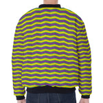 Mardi Gras Fat Tuesday Zigzag Print Zip Sleeve Bomber Jacket