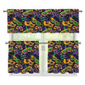 Mardi Gras Festival Pattern Print 3 Piece Kitchen Curtains