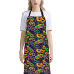 Mardi Gras Festival Pattern Print Bib Apron With Pocket