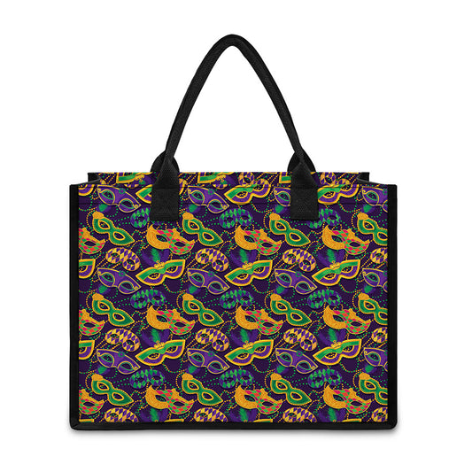 Mardi Gras Festival Pattern Print Canvas Tote Bag