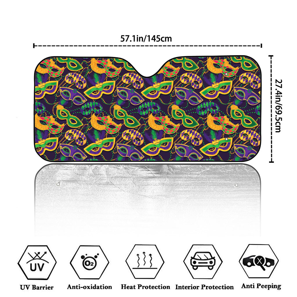 Mardi Gras Festival Pattern Print Car Windshield Sun Shade