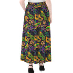 Mardi Gras Festival Pattern Print Chiffon Maxi Skirt