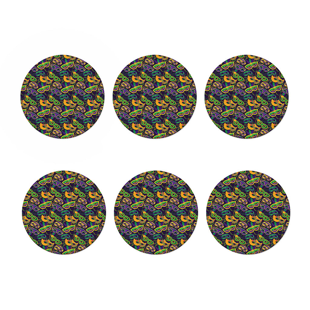 Mardi Gras Festival Pattern Print Coaster Set