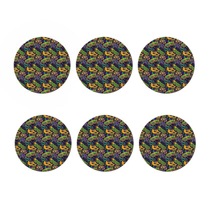 Mardi Gras Festival Pattern Print Coaster Set