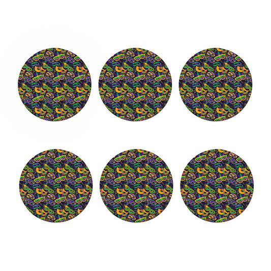 Mardi Gras Festival Pattern Print Coaster Set