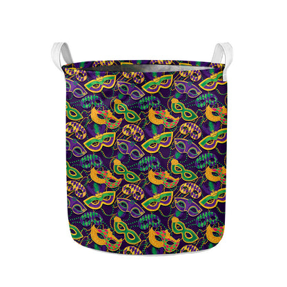 Mardi Gras Festival Pattern Print Collapsible Laundry Basket