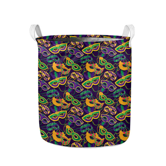 Mardi Gras Festival Pattern Print Collapsible Laundry Basket