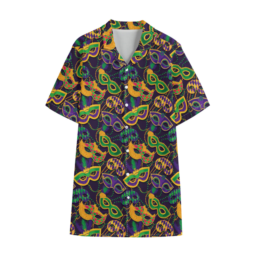Mardi Gras Festival Pattern Print Cotton Hawaiian Shirt