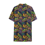 Mardi Gras Festival Pattern Print Cotton Hawaiian Shirt