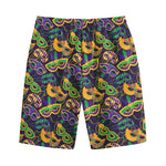 Mardi Gras Festival Pattern Print Cotton Shorts