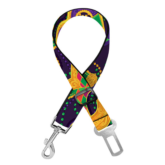 Mardi Gras Festival Pattern Print Dog Seat Belt