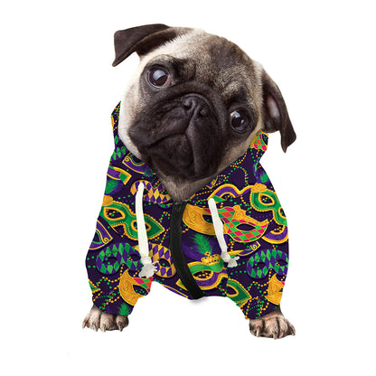 Mardi Gras Festival Pattern Print Dog Zip Up Hoodie