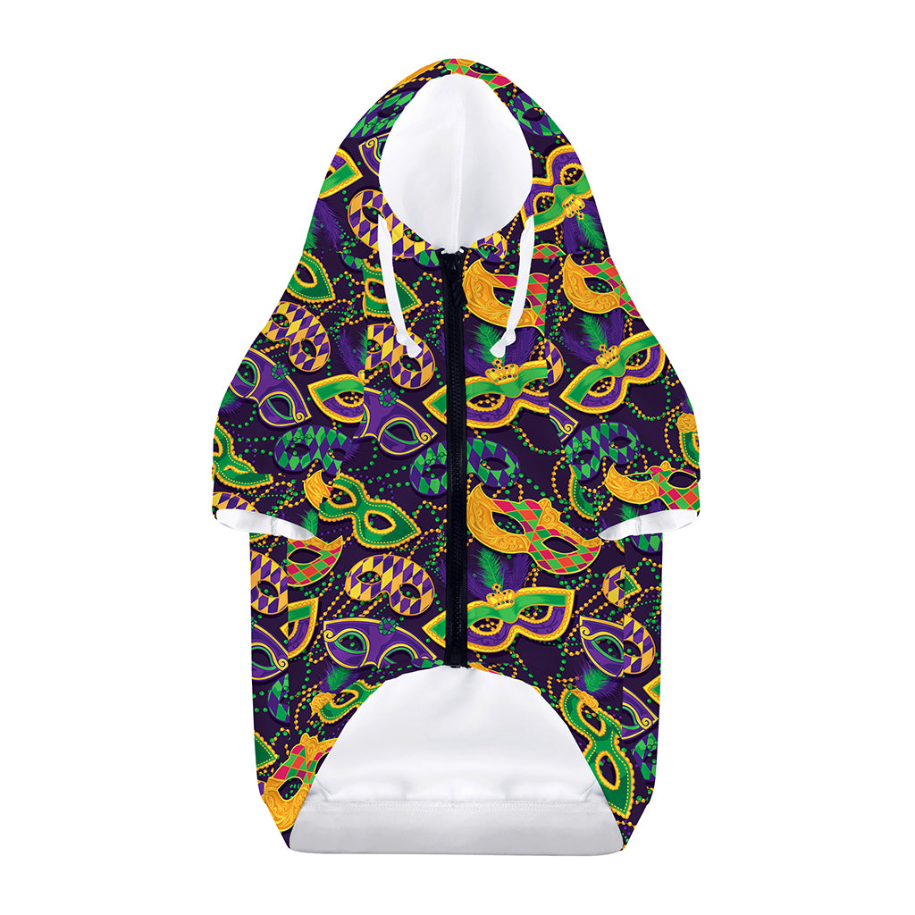 Mardi Gras Festival Pattern Print Dog Zip Up Hoodie