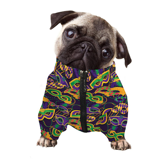 Mardi Gras Festival Pattern Print Dog Zip Up Jacket