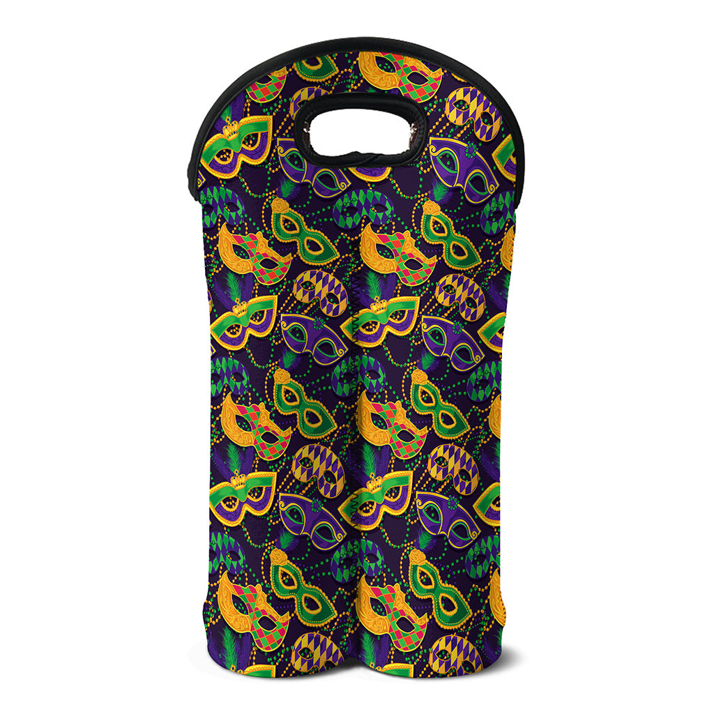 Mardi Gras Festival Pattern Print Double Neoprene Wine Tote