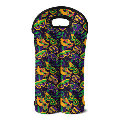 Mardi Gras Festival Pattern Print Double Neoprene Wine Tote