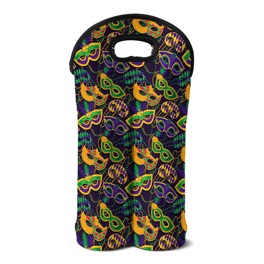 Mardi Gras Festival Pattern Print Double Neoprene Wine Tote