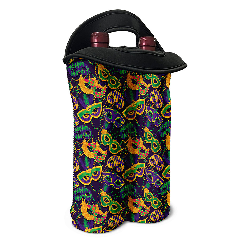 Mardi Gras Festival Pattern Print Double Neoprene Wine Tote