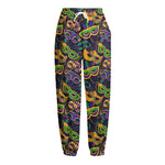 Mardi Gras Festival Pattern Print Fleece Lined Knit Pants