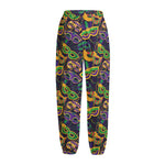 Mardi Gras Festival Pattern Print Fleece Lined Knit Pants