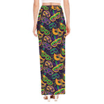 Mardi Gras Festival Pattern Print High Slit Maxi Skirt