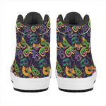 Mardi Gras Festival Pattern Print High Top Leather Sneakers