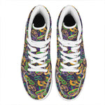 Mardi Gras Festival Pattern Print High Top Leather Sneakers