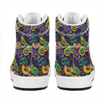 Mardi Gras Festival Pattern Print High Top Leather Sneakers