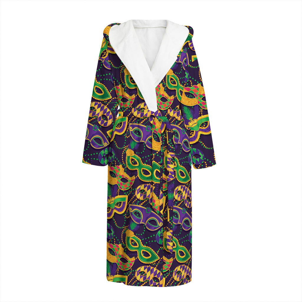 Mardi Gras Festival Pattern Print Hooded Bathrobe