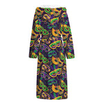 Mardi Gras Festival Pattern Print Hooded Bathrobe