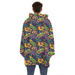 Mardi Gras Festival Pattern Print Hoodie Blanket