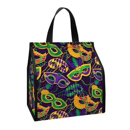 Mardi Gras Festival Pattern Print Insulated Lunch Tote