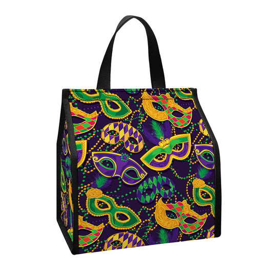 Mardi Gras Festival Pattern Print Insulated Lunch Tote